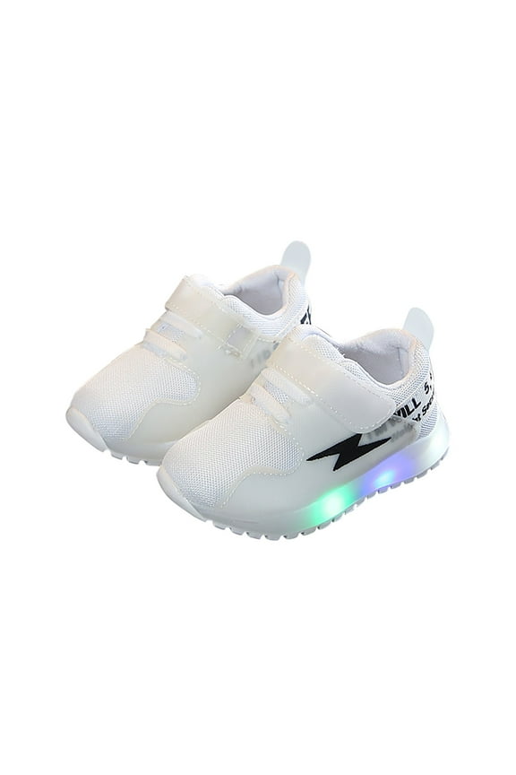 Girl Light Up Sneakers Breathable Light up Sneakers for Toddler Boys Girls Kids Lightweight Running Sport Shoes Children Casual Comfy White,9.5
