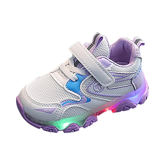 Zanarzt Girl Light Up Sneakers Kids Light Up Sneakers Flashing Tennis Shoes for Boys Girls Lightweight Breathable Walking Shoes for Toddler and Little Kids Purple,9.5