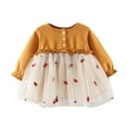 thumbnail image 1 of Zanarzt Girl Long Sleeve Dress Ruffle Toddler Kids Girls Floral Long Sleeve Mesh Tulle Ball Gown Dress Princess Clothes Yellow,3-4 Years, 1 of 3