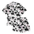 thumbnail image 1 of Zanarzt Girl Pajamas Girls Pajamas Set, Soft Satin Lightweight Silk Button Down Top with Shorts 2 Piece PJS for Kids Gifts Black,13-14 Years, 1 of 3