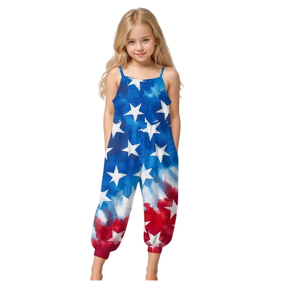 Zanarzt Girl Summer Jumper Girls Jumpsuit Kids Fashion Sleeveless Wide Leg Romper One Piece Summer Outfits Sky Blue,3-4 Years
