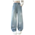 thumbnail image 1 of Zanarzt Girl's Baggy Wide Leg Jeans Baggy Jeans for Girls Wide Leg Jean High Waisted Denim Pants Streetwear Tween Pant Light Blue,13-14 Years, 1 of 9
