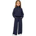 thumbnail image 1 of Zanarzt Girls 2 Piece Outfits Fashion Girls Clothes 2 Piece Sweatsuit Set Half Zip Sweatshirt Pants Spring Outfits for Teen Girls Navy,11-12 Years, 1 of 6