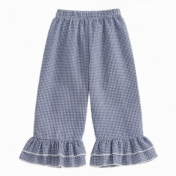 Zanarzt Girls' Beach Pants Girls Wide Leg Pants Kids Casual High Waisted Ruffle Hem Pants Trousers 18-24 Months,Blue