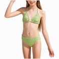 thumbnail image 1 of Zanarzt Girls Bikini Girls Swimsuit Solid Ribbed 2 Piece Bikini Bathing Suit for Girls Swimwear 15-16 Years,Green, 1 of 8