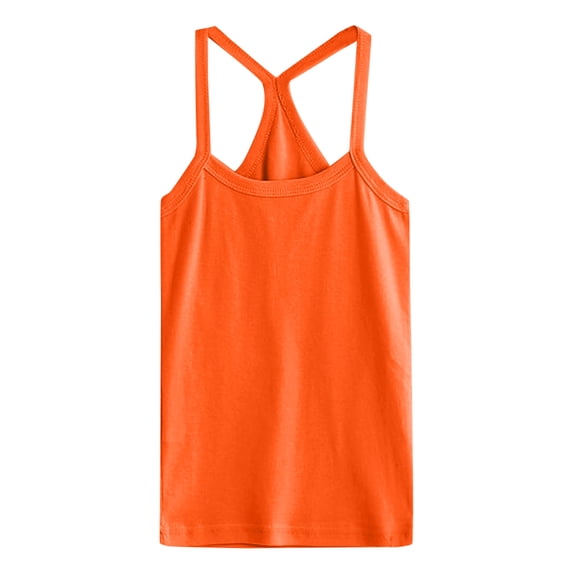 Zanarzt Girls Camisole Girls Dance Tank Tops Racerback Camisole Undershirts Spaghetti Strap Camis Dance Clothes Tank Tops for Girls Orange,120