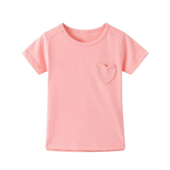 Zanarzt Girls Casual Summer Shirts Short Sleeve Girl Tops Girls Casual Short Sleeve T Shirts Kids Loose Soft Tops Tees Blouses Pink,6-7 Years