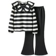 thumbnail image 1 of Zanarzt Girls Cute Clothes Girls Clothes Spring Long Sleeve Stripe Sweatshirt Flared Pants 2PCS Set Little Girl Outfits White,11-12 Years, 1 of 3