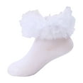 thumbnail image 1 of Zanarzt Girls Lace Socks Girls Ruffle Socks Toddler Fluffy Lace Ruffle Sock Turn Cuff Frilly Dress Socks Kids Little Girl Pageant Tutu Sock 0-6 Months,White, 1 of 7