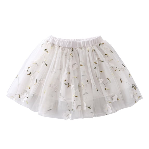 Zanarzt Girls' Layered Tutu Tulle Girls Rainbow Tutu Skirt Dance Dress Ruffle Tiered Clubwear White,4-5 Years