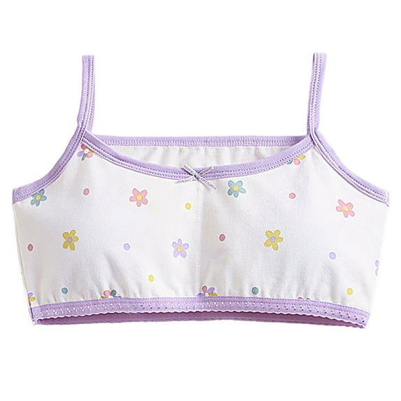 Zanarzt Girls Padded Training Bras Girls Cotton Bralette Seamless Crop Bras Children's Cotton Sports Bra Dark Purple,13-14 Years
