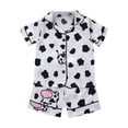 thumbnail image 1 of Zanarzt Girls Pajamas Silk PJS Set Girls Short Sleeve Shorts Suit Comfortable Soft Breathable Solid Color Shorts Suit Pink,18-24 Months, 1 of 3