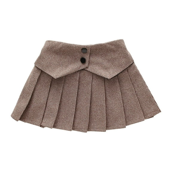 Zanarzt Girls Pleated Skirt Little Girls Skirts Shorts Casual Mini Skorts for Kids Pleated Skirts for Toddler Brown,12-18 Months
