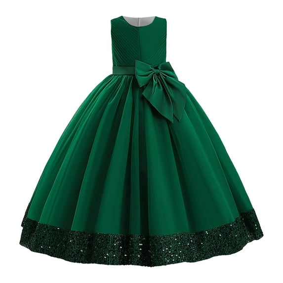 Zanarzt Girls Princess Dress Summer Cotton Tutu Dress for Girls Tulle Princess Birthday Party Prom Outfit Toddler Girls Ball Gown Dress Dark Green,12-13 Years