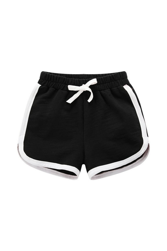 Girls Pull On Shorts Unisex Baby Toddler Shorts Baby Cotton Solid Shorts with Drawstring Baby Breathable Soft Summer Clothes Black,18-24 Months