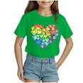 thumbnail image 1 of Zanarzt Girls Short Sleeve Cotton Shirt Girls' Short Sleeve Shirts Kids Crewneck T Shirts Summer Tops Basic Tees Green,9-10 Years, 1 of 4