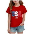 thumbnail image 1 of Zanarzt Girls Short Sleeve T Shirts Girl's Graphic Print Tee Shirt Round Neck Short Sleeve T Shirts Summer Cute Tops Red,3-4 Years, 1 of 4
