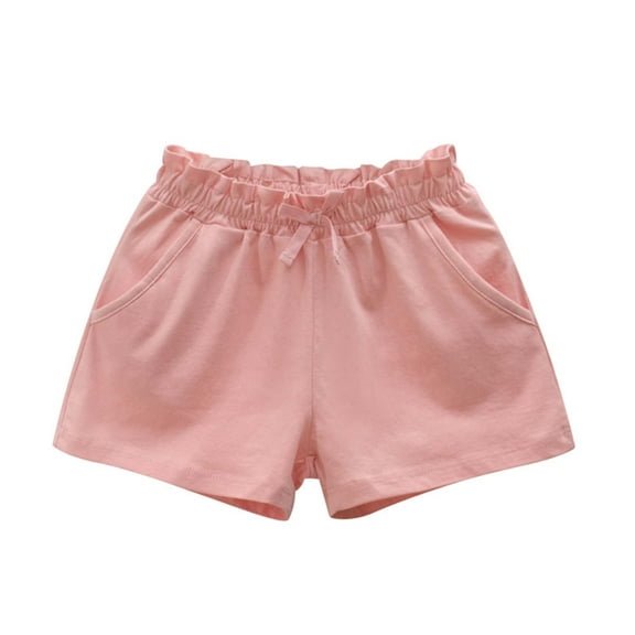 Zanarzt Girls Shorts Casual Toddler Baby Girl Shorts Solid Little Girls Shorts Baby Summer Athletic Pants with Drawstring Light Pink,3-4 Years