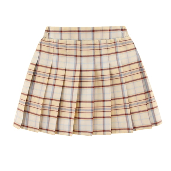 Zanarzt Girls Skirts Kids Girls Skirt Casual Mini Flare Plaid Pleated Stretch Waist Skater Skirts Back School Skirt Khaki,9-10 Years