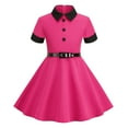 thumbnail image 1 of Zanarzt Girls Spring Outfits Girl Short Sleeve Dress Kids School Dresses Tween Sundress Casual Summer Clothes for Girls Holiday Outfits Hot Pink,3-4 Years, 1 of 7