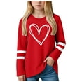 thumbnail image 1 of Zanarzt Girls Summer Long Sleeve Shirt Infant Toddler Girl Long Sleeve Shirt Basic Baby Tees Blouses Tops Print Ruffled Tshirts Back to School Clothes Brick Red,5-6 Years, 1 of 4