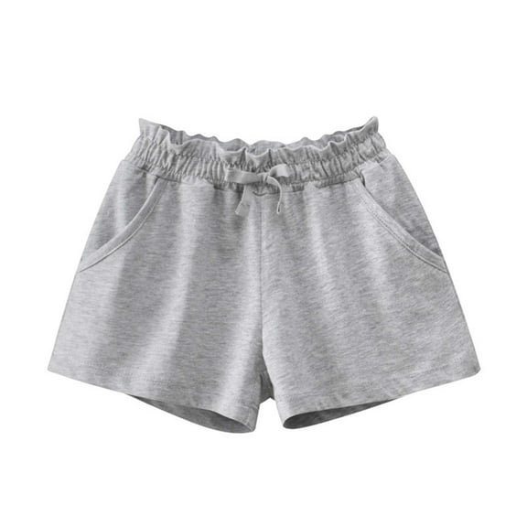 Zanarzt Girls Summer Shorts Toddler Baby Girl Shorts Solid Little Girls Shorts Baby Summer Athletic Pants with Drawstring Grey,3-4 Years