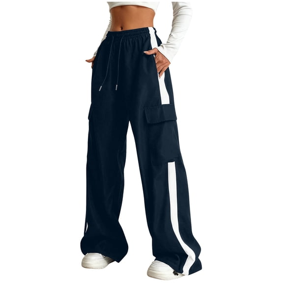 Zanarzt Girls Wide Leg Pants Girl's Athletic Track Pants Wide Straight Leg Pants Casual Versatile Clothing Navy,7-8 Years