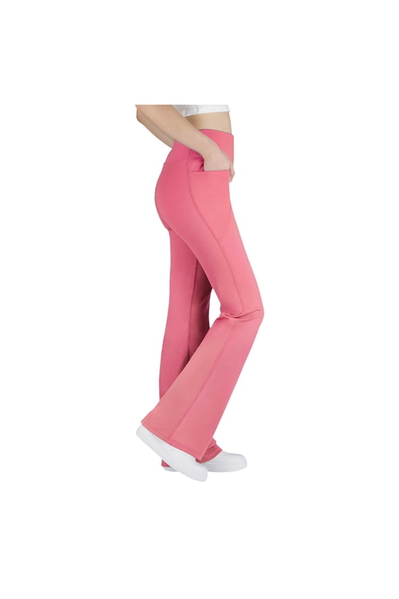 Girls Yoga Pants Girl's Flare Leggings with Pockets Kids Yoga Pants High Waisted Bell Bottoms for Dance Pink,14-15 Years