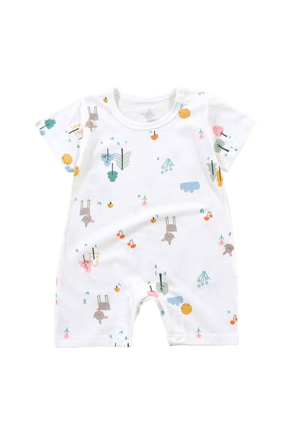 Baby Girl Romper Baby Boys Girls Romper Printed Outfit Short Sleeve Bodysuits Light Blue,12-18 Months