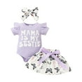 thumbnail image 1 of Zanarzt Baby Girl Romper Baby Girl Clothes Romper Short Skirt with Headband Outfits Set Purple,9-12 Months, 1 of 7