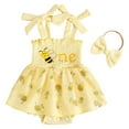 thumbnail image 1 of Zanarzt Baby Girl Romper Baby Girl Summer Clothes Cute Girl Outfits Sleeveless One Piece Romper Headband 15pcs set Light Yellow,3-6 Months, 1 of 6