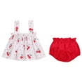 thumbnail image 1 of Zanarzt Toddler Baby Girls Summer Outfits Toddler Baby Girl Clothes Summer Outfits Ruffle Sleeveless Shirt Kid Short Set for Girl Red,3-6 Months, 1 of 5