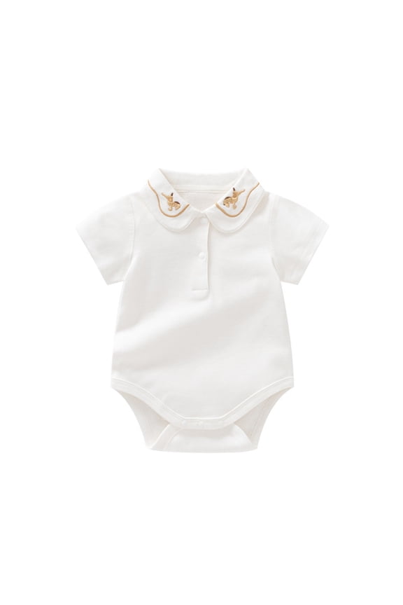 Infant Baby Girl Summer Jumper Baby Boys Girls Romper Jumpsuits Cotton Short Sleeve Romper Sleep and Play White,12-18 Months