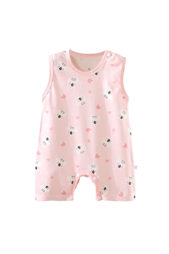 Baby Girl Summer Jumper Baby Girl Boy Summer Cotton Romper Clothes Sleeveless Comfy Rompers Tops Pink,6-12 Months
