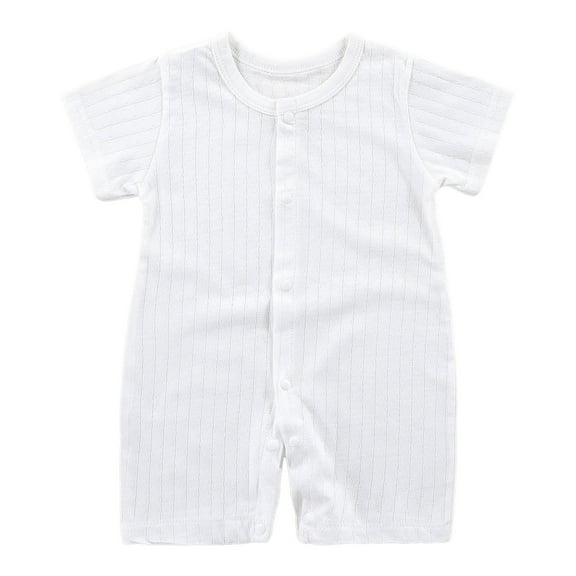 Zanarzt Infant Baby Girl Summer Jumpsuit Cotton Baby Bodysuit Boy Girl Clothes Soft Newborn Infant Outfit Short Sleeve Romper White,6-12 Months