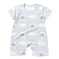 thumbnail image 1 of Zanarzt Infant Baby Girl Summer Outfits Baby Boys Girls Romper Printed Newborn Outfit Short Sleeve Bodysuits Light Gray,0-6 Months, 1 of 4