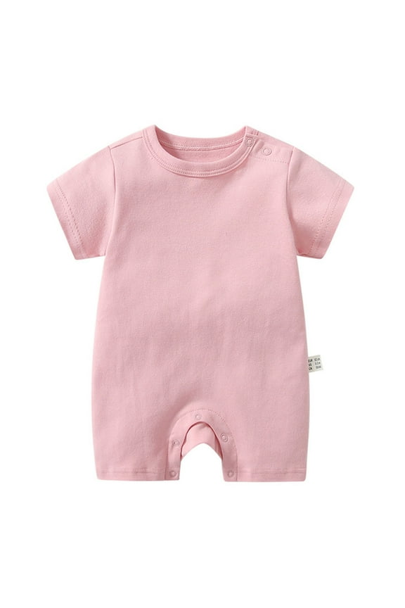 Infant Baby Girl Summer Romper Cotton Short Sleeve Bodysuits One Piece Organic Cotton for Infant Baby Boys Girls Unisex Light Pink,18-24 Months