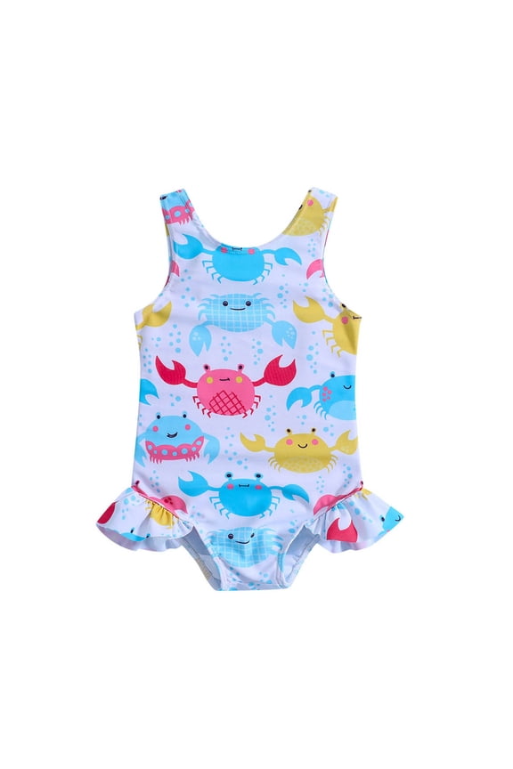 Baby Girl Swimsuit One Piece Bathing Suit Baby Girls Swimsuit Ruffles Bathing Suits Toddler Cute Beach Sport Swimming Backless Summer One Piece Swimwear White,2-3 Years