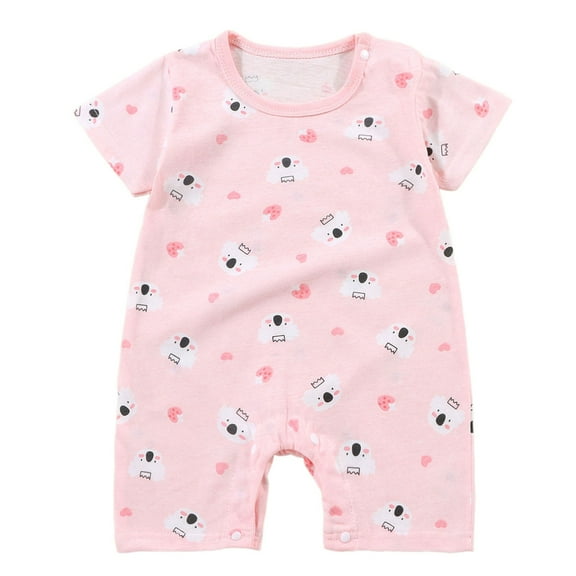 Zanarzt Infant Baby Romper Baby Boys Girls Romper Printed Newborn Outfit Short Sleeve Bodysuits Light Pink,6-12 Months