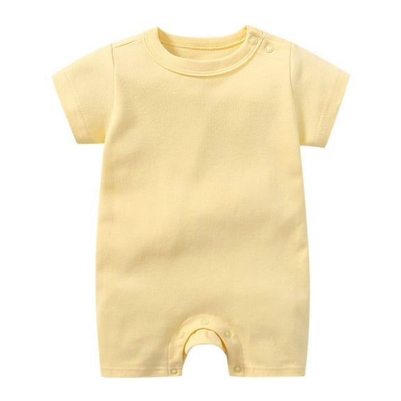 Zanarzt Infant Baby Romper Infant Girl Romper Baby Girls Solid Color Bodysuit Toddler Ruffle Jumpsuit Shirts Casual Tops Shirt Yellow,18-24 Months