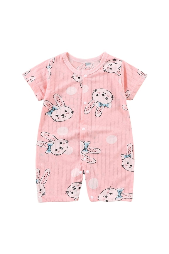 Infant Bodysuit Short Sleeve Baby Boys Romper Short Sleeve Baby Jumpsuit with Snap Cozy Baby Bodysuit for Boys Newborn Infant Pink,0-6 Months