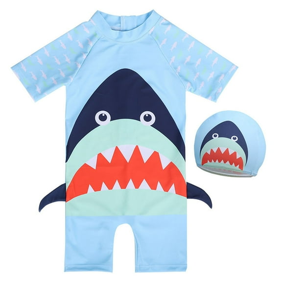 Zanarzt Infant Boy One Piece Swimsuit Baby Boys Rashguard UPF 50  One Piece Short Sleeve Sunsuit Bathing Suit Sun Protection Swimwear Blue,6-7 Years