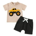 thumbnail image 1 of Zanarzt Infant Boys Clothes Baby Boy Summer Clothes Toddler Boy Outfits Cute Print Short Sleeve T-Shirt Shorts Clothing Set Black,6-12 Months, 1 of 7