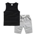 thumbnail image 1 of Zanarzt Infant Girl Clothes Set Summer Toddler Boy Clothes Summer Outfits Sleeveless Tank Tops and Shorts Set 2 Piece Clothing Set Back to School Clothes Black,6-7 Years, 1 of 2
