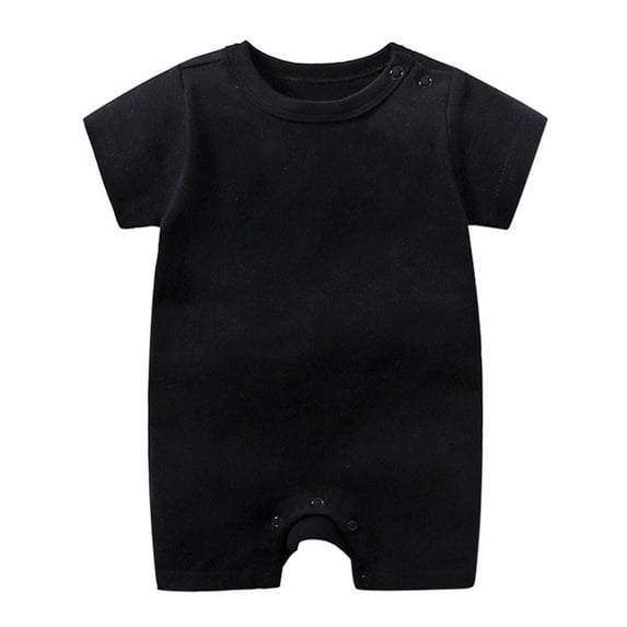 Zanarzt Infant Girl Jumpsuit Summer Baby Girls Short Sleeve Bodysuits One Piece Organic Cotton for Infant Baby Boys Black,0-3 Months