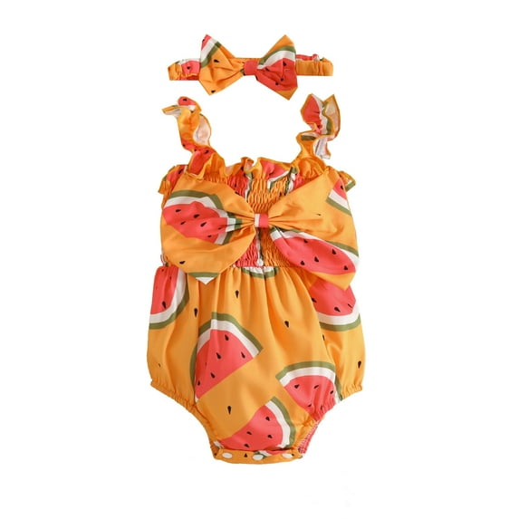 Zanarzt Infant Girl Romper Girl Clothes Newborn Romper Dress Infant Ruffle Sleeveless Summer Outfits with Headband Red,0-3 Months