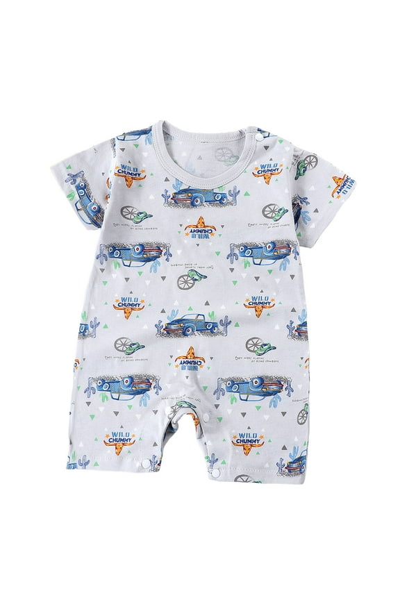 Infant Girl Romper Outfit Newborn Unisex Baby Boy Girl Rompers Short Sleeve One Piece Jumpsuits Clothes Blue,0-6 Months