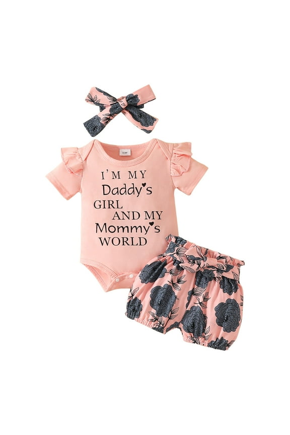 Girl Romper Set Baby Girl Summer Clothes Girl Outfit Ruffle Romper Short Set Cute Baby Clothes for Girl Light Pink,6-9 Months