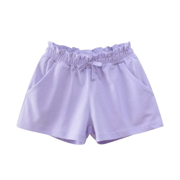 Zanarzt Girl Shorts Toddler Baby Girl Shorts Solid Little Girls Shorts Baby Summer Athletic Pants with Drawstring Purple,4-5 Years