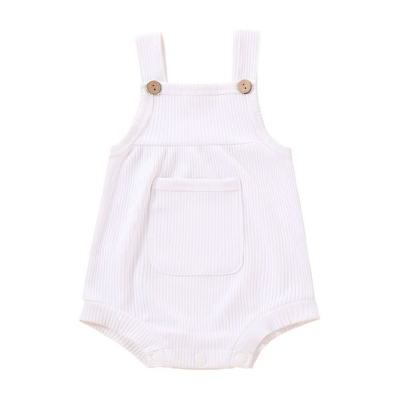 Zanarzt Infant Girl Summer Romper Toddler Girl Ruffled Sleeveless Romper Casual Summer Jumpsuit Cotton Clothes White,9-12 Months